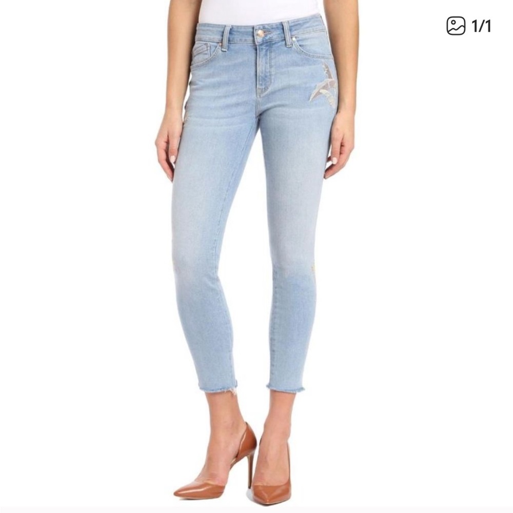 Mavi Womens Adriana Blue Mid Rise Embroidered Denim Skinny Jeans 0 25 - Picture 4 of 16